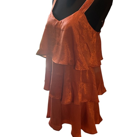 NWT Sweet Lemon Copper Tiered Mini Dress Size S - Picture 3 of 4